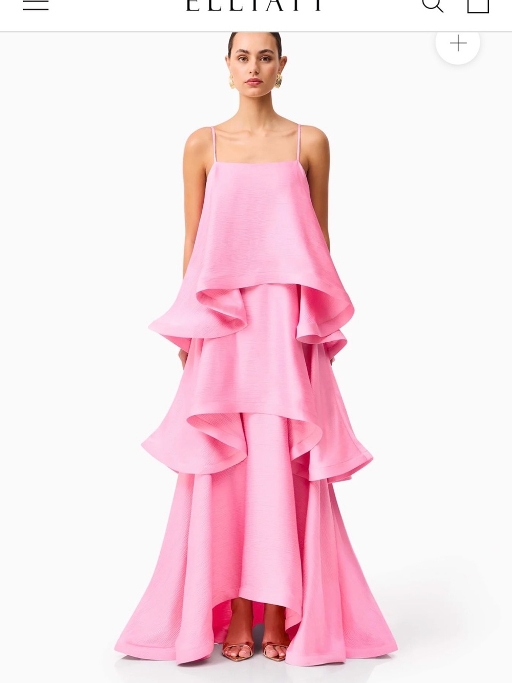 Elliatt Bubblegum Pink Tiered Ruffle Gown XS